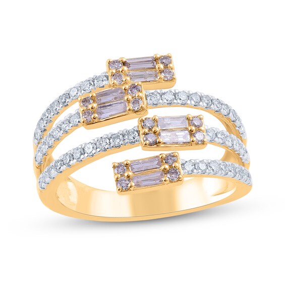 1 CT. T.w. Champagne and White Diamond Multi-Row Open Shank Wrap Ring in 10K Gold