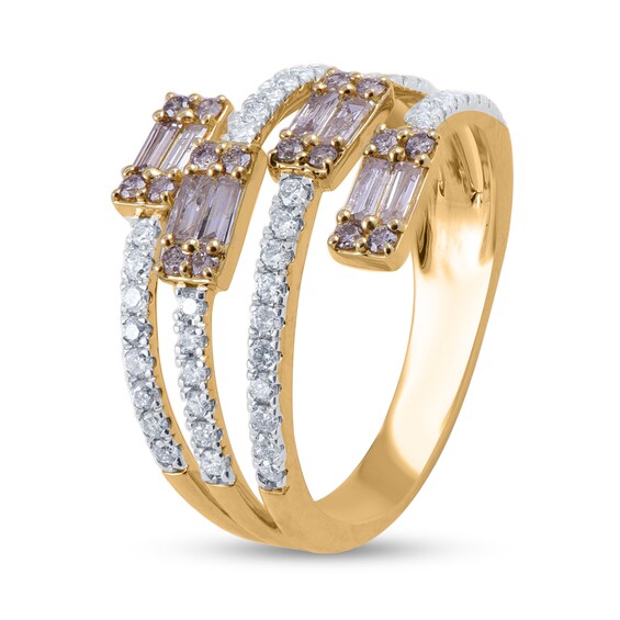 1 CT. T.w. Champagne and White Diamond Multi-Row Open Shank Wrap Ring in 10K Gold