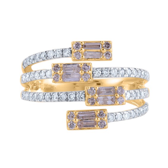 1 CT. T.w. Champagne and White Diamond Multi-Row Open Shank Wrap Ring in 10K Gold