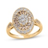 Thumbnail Image 0 of 1 CT. T.W. Champagne and White Oval Multi-Diamond Vintage-Style Ring in 10K Gold