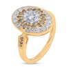 Thumbnail Image 2 of 1 CT. T.W. Champagne and White Oval Multi-Diamond Vintage-Style Ring in 10K Gold