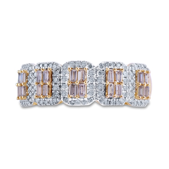 5/8 CT. T.w. Champagne and White Baguette Multi-Diamond Five Stone Ring in 10K Gold