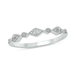 1/10 CT. T.W. Multi-Diamond Station Art Deco Stackable Band in 10K White Gold