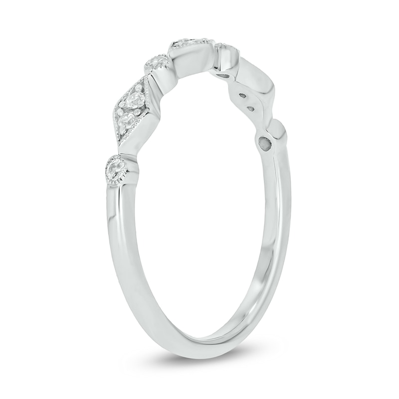 Main Image 2 of 1/10 CT. T.W. Multi-Diamond Station Art Deco Stackable Band in 10K White Gold