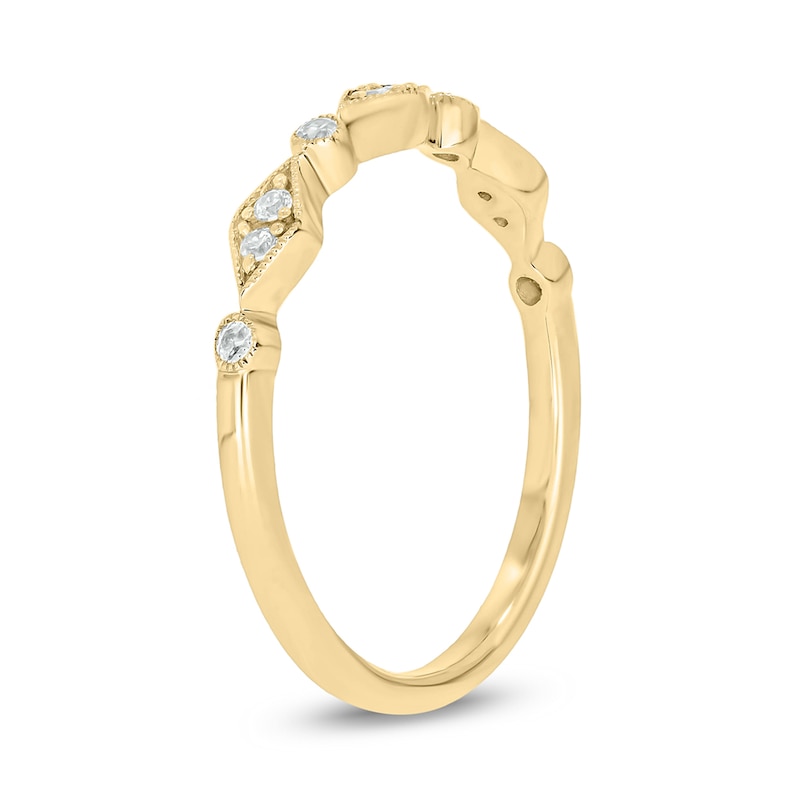 Main Image 2 of 1/10 CT. T.W. Multi-Diamond Station Art Deco Stackable Band in 10K Gold