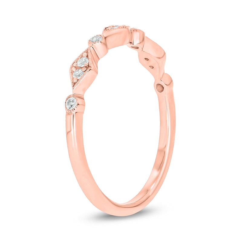 1/10 CT. T.W. Multi-Diamond Station Art Deco Stackable Band in 10K Rose Gold