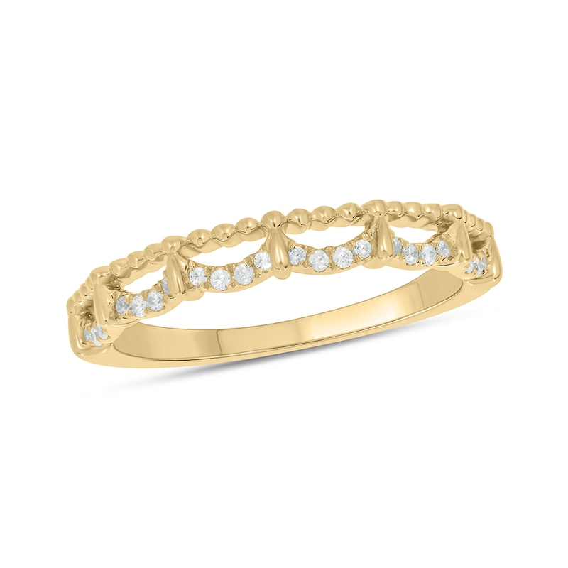 Main Image 1 of 1/10 CT. T.W. Diamond Bead Edge Draping Stackable Band in 10K Gold