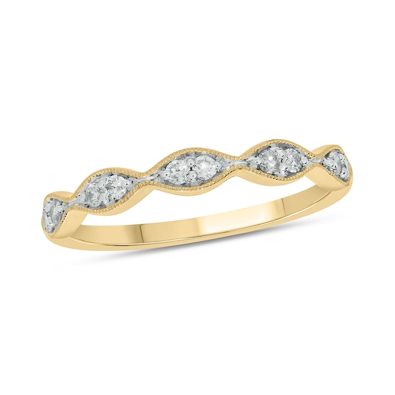 Main Image 1 of 1/6 CT. T.W. Marquise Multi-Diamond Vintage-Style Stackable Band in 10K Gold