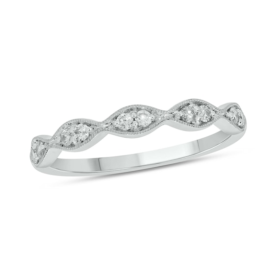 1/6 CT. T.w. Marquise Multi-Diamond Vintage-Style Stackable Band in 10K White Gold