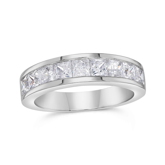 1-1/2 CT. T.w. Princess-Cut Diamond Nine Stone Wedding Band in 14K White Gold (I/Si2)