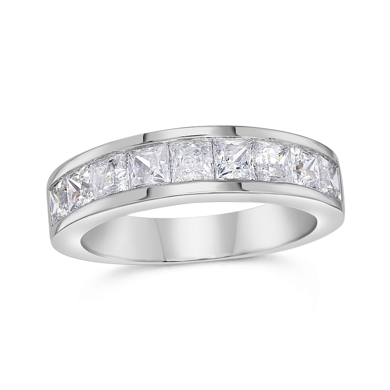 Main Image 1 of 1-1/2 CT. T.W. Princess-Cut Diamond Nine Stone Wedding Band in 14K White Gold (I/SI2)