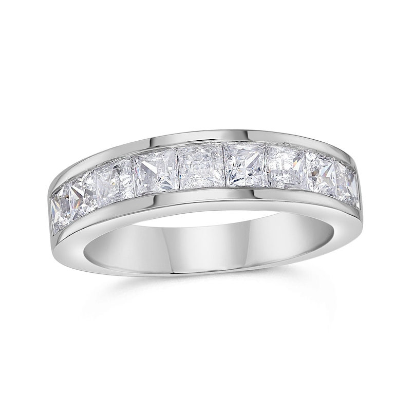 Main Image 1 of 1-1/2 CT. T.W. Princess-Cut Diamond Nine Stone Wedding Band in 14K White Gold (H/VS2)
