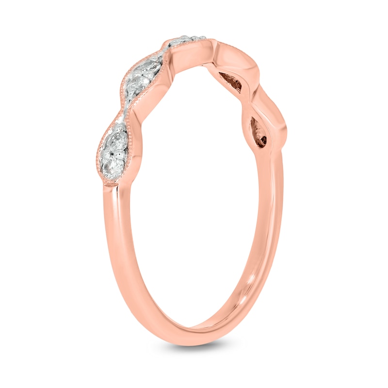 Main Image 2 of 1/6 CT. T.W. Marquise Multi-Diamond Vintage-Style Stackable Band in 10K Rose Gold
