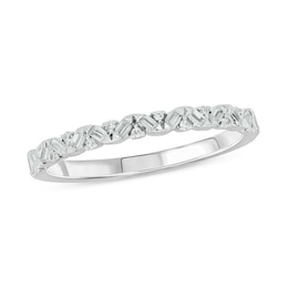 1/6 CT. T.W. Baguette and Round Diamond Zig-Zag Stackable Band in 10K White Gold