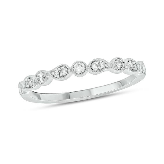 Diamond 1/5 Ct.Tw. Amethyst Stackable Band in 10K White Gold Diamond 1/5 Ct.Tw. Amethyst Stackable Band in 10K White Gold