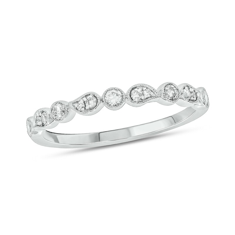 Diamond 1/5 Ct.Tw. Amethyst Stackable Band in 10K White Gold Diamond 1/5 Ct.Tw. Amethyst Stackable Band in 10K White Gold