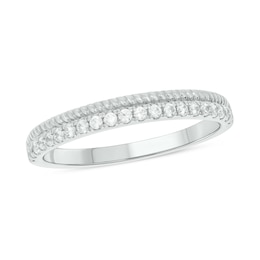 1/5 CT. T.W. Diamond Rope Edge Stackable Band in 10K White Gold