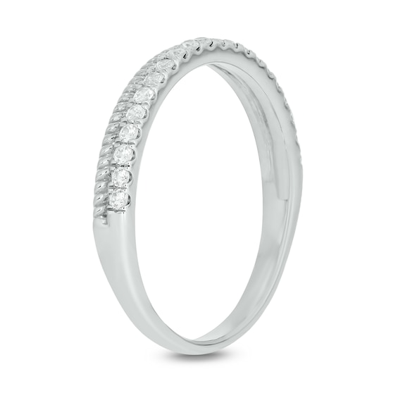 1/5 CT. T.w. Diamond Rope Edge Stackable Band in 10K White Gold