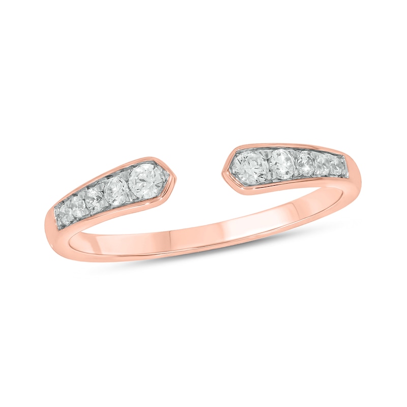 Main Image 1 of 1/5 CT. T.W. Diamond Graduated Open Shank Stackable Band in 10K Rose Gold