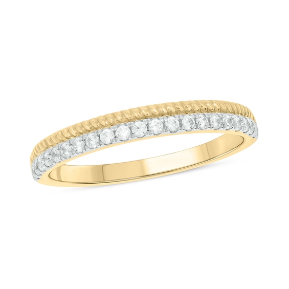 1/5 CT. T.w. Diamond Rope Edge Stackable Band in 10K Gold
