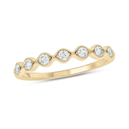 1/4 CT. T.W. Diamond Station Vintage-Style Stackable Band in 10K Gold