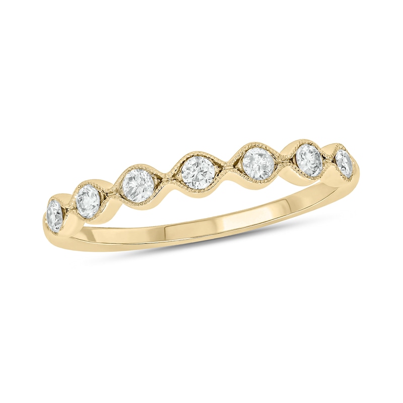 Main Image 1 of 1/4 CT. T.W. Diamond Station Vintage-Style Stackable Band in 10K Gold
