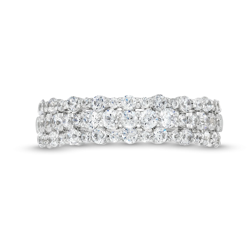 Main Image 4 of 3/4 CT. T.W. Diamond Triple Row Band in 10K White Gold