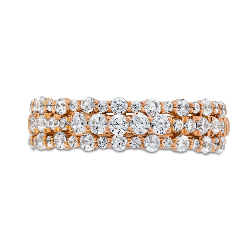 Main Image 4 of 3/4 CT. T.W. Diamond Triple Row Band in 10K Rose Gold