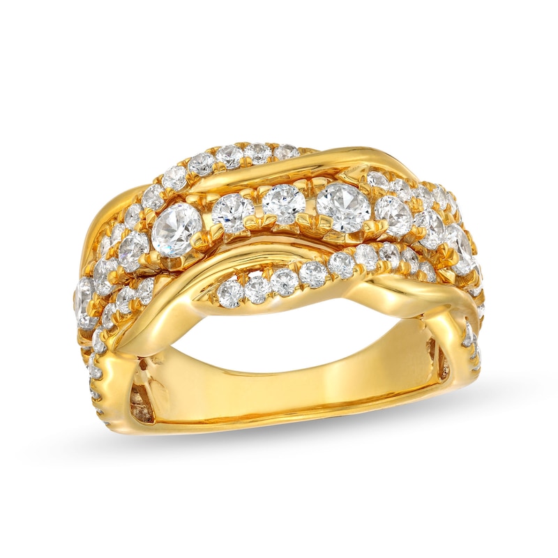 Main Image 1 of 1-1/2 CT. T.W. Diamond Layered Braid Band in 10K Gold