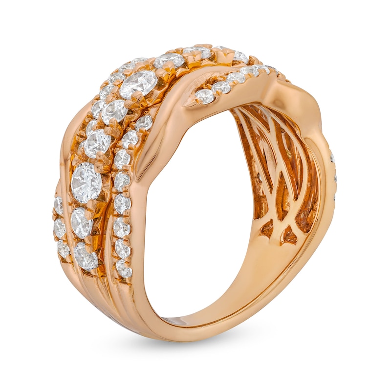 Main Image 3 of 1-1/2 CT. T.W. Diamond Layered Braid Band in 10K Rose Gold