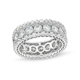 4 CT. T.W. Diamond Scallop Frame Bubble Edge Band in 10K White Gold