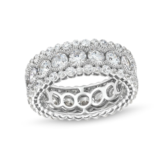 CT. T.w. Diamond Scallop Frame Bubble Edge Band in 10K Gold