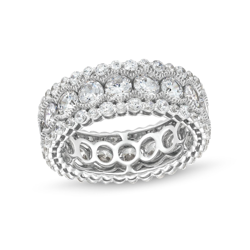 Main Image 1 of 4 CT. T.W. Diamond Scallop Frame Bubble Edge Band in 10K White Gold