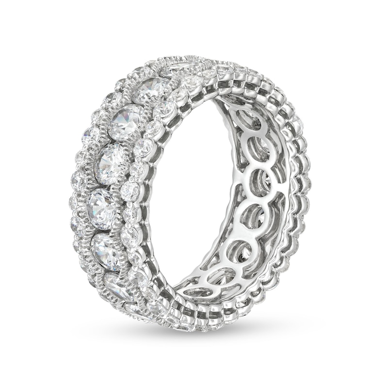 Main Image 3 of 4 CT. T.W. Diamond Scallop Frame Bubble Edge Band in 10K White Gold