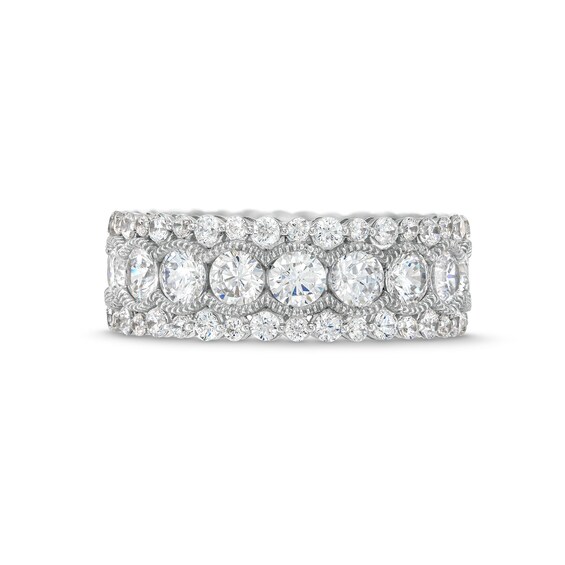 CT. T.w. Diamond Scallop Frame Bubble Edge Band in 10K Gold