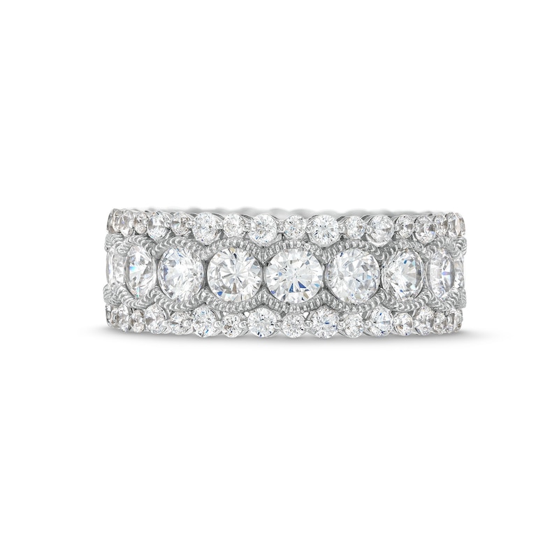 Main Image 4 of 4 CT. T.W. Diamond Scallop Frame Bubble Edge Band in 10K White Gold