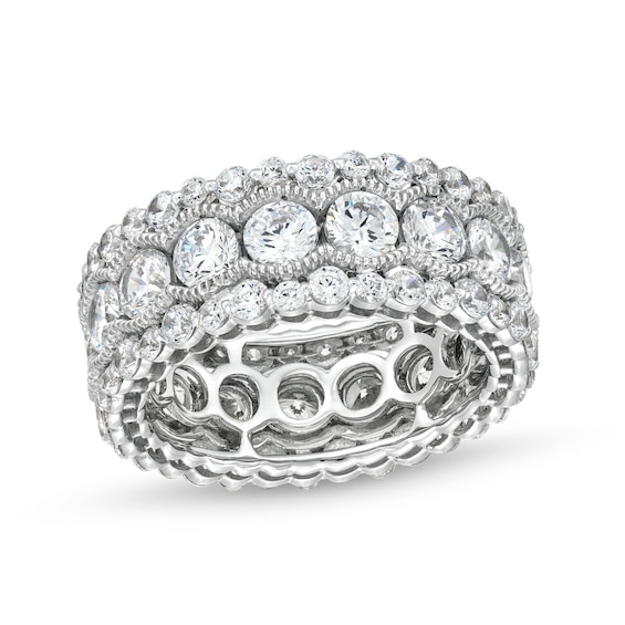 5 CT. T.w. Diamond Scallop Frame Bubble Edge Band in 10K White Gold
