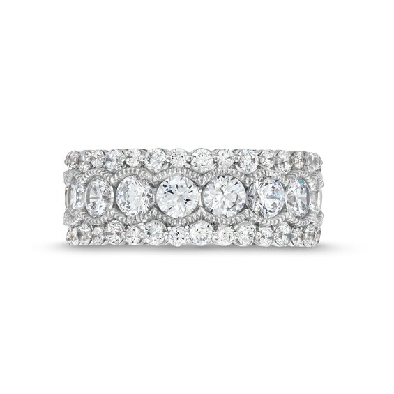 5 CT. T.w. Diamond Scallop Frame Bubble Edge Band in 10K White Gold