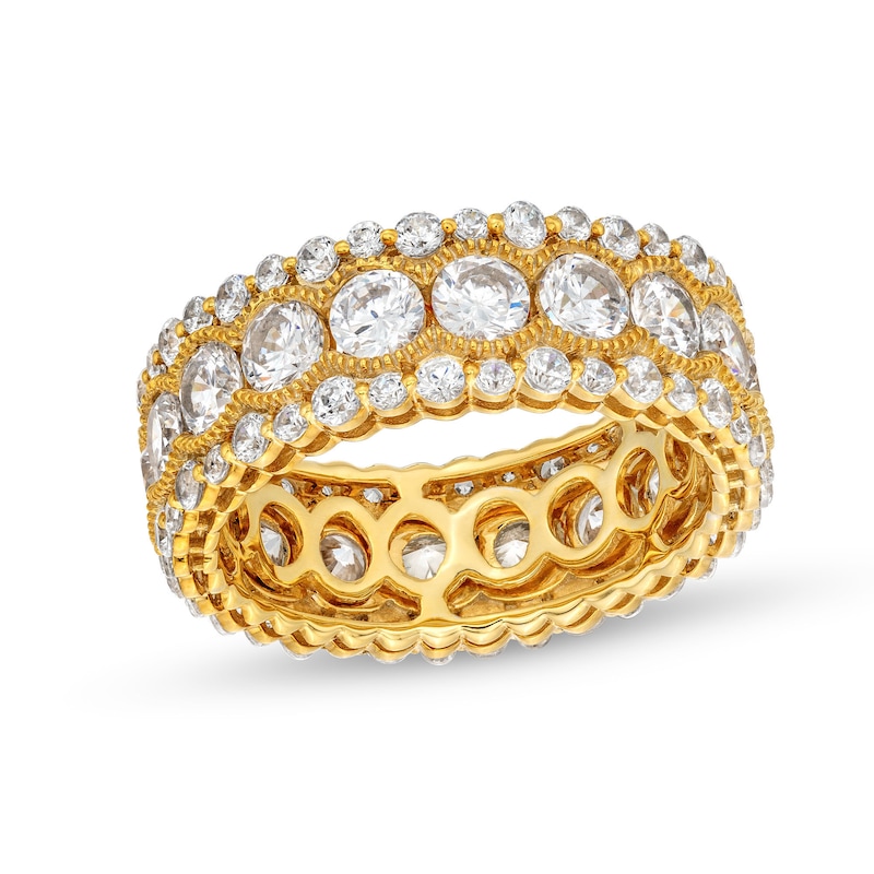 Main Image 1 of 4 CT. T.W. Diamond Scallop Frame Bubble Edge Band in 10K Gold