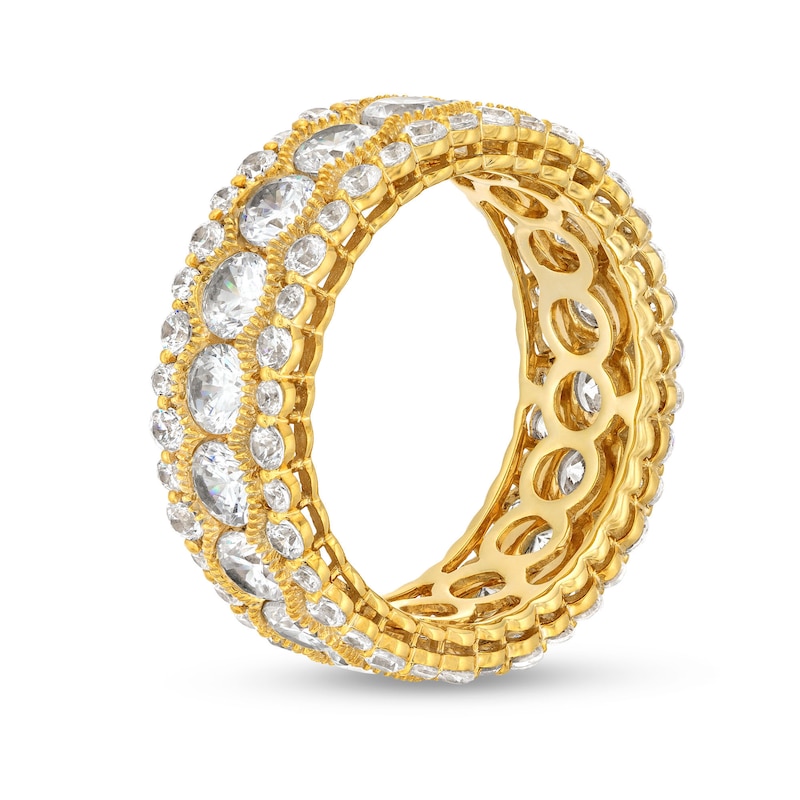 Main Image 3 of 4 CT. T.W. Diamond Scallop Frame Bubble Edge Band in 10K Gold