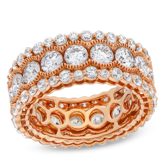 CT. T.w. Diamond Scallop Frame Bubble Edge Band in 10K Rose Gold