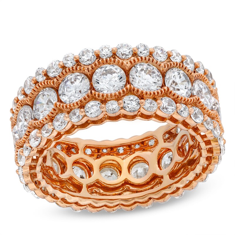 Main Image 1 of 4 CT. T.W. Diamond Scallop Frame Bubble Edge Band in 10K Rose Gold