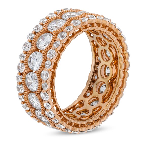 CT. T.w. Diamond Scallop Frame Bubble Edge Band in 10K Rose Gold