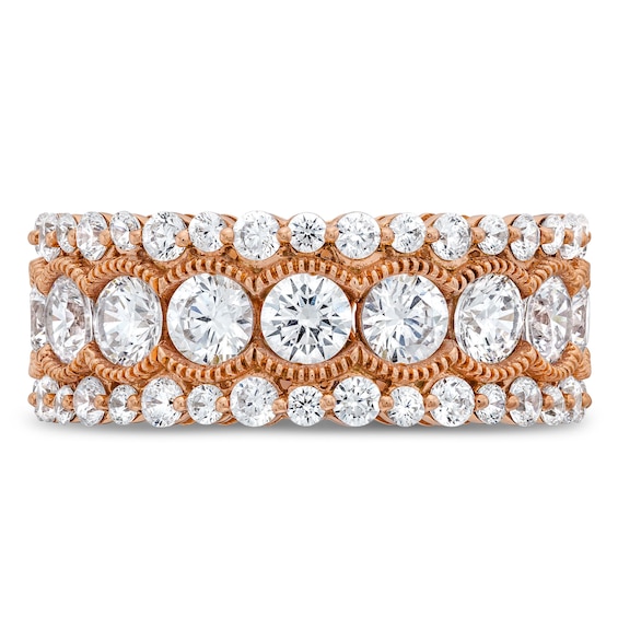 CT. T.w. Diamond Scallop Frame Bubble Edge Band in 10K Rose Gold