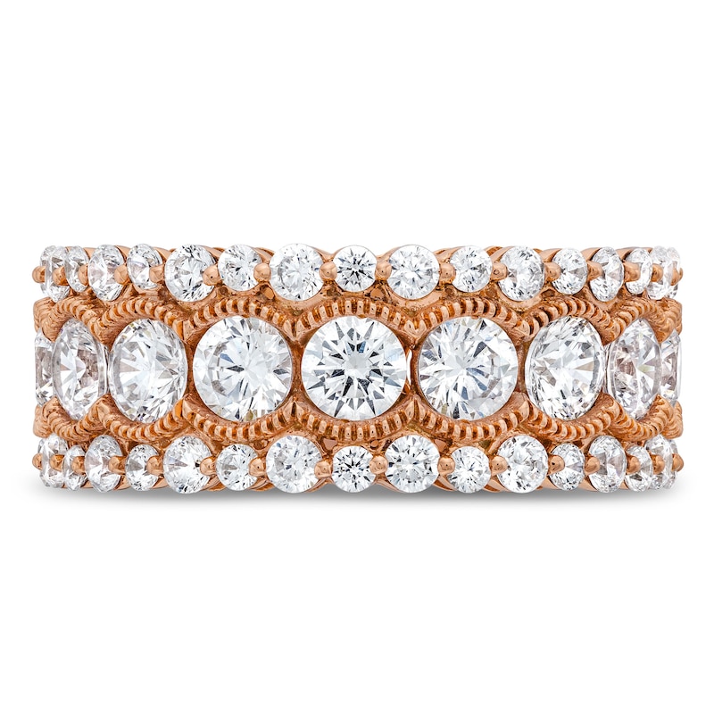 Main Image 4 of 4 CT. T.W. Diamond Scallop Frame Bubble Edge Band in 10K Rose Gold