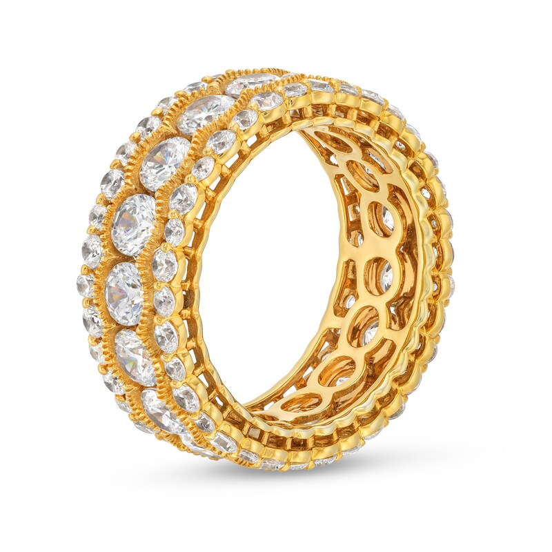 Main Image 3 of 5 CT. T.W. Diamond Scallop Frame Bubble Edge Band in 10K Gold