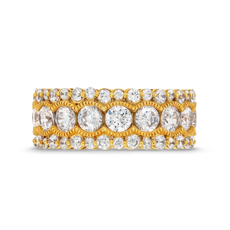 Main Image 4 of 5 CT. T.W. Diamond Scallop Frame Bubble Edge Band in 10K Gold