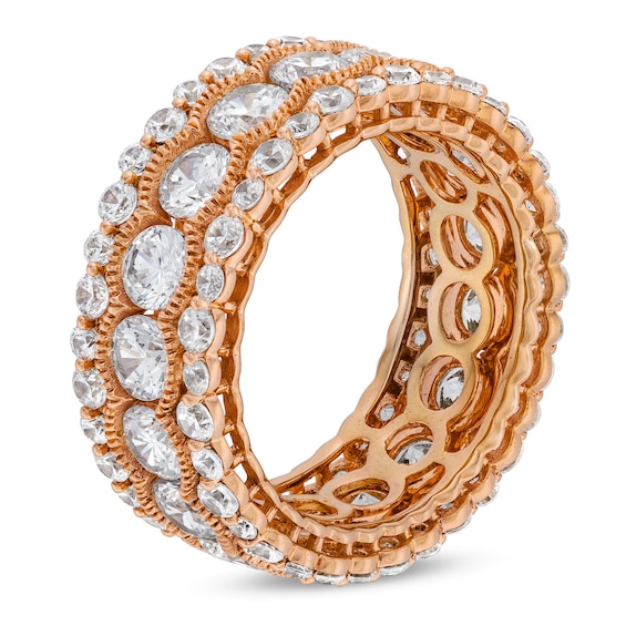 5 CT. T.w. Diamond Scallop Frame Bubble Edge Band in 10K Rose Gold