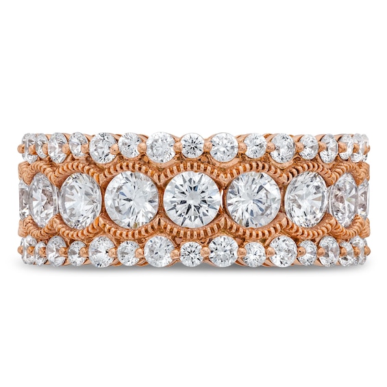 5 CT. T.w. Diamond Scallop Frame Bubble Edge Band in 10K Rose Gold