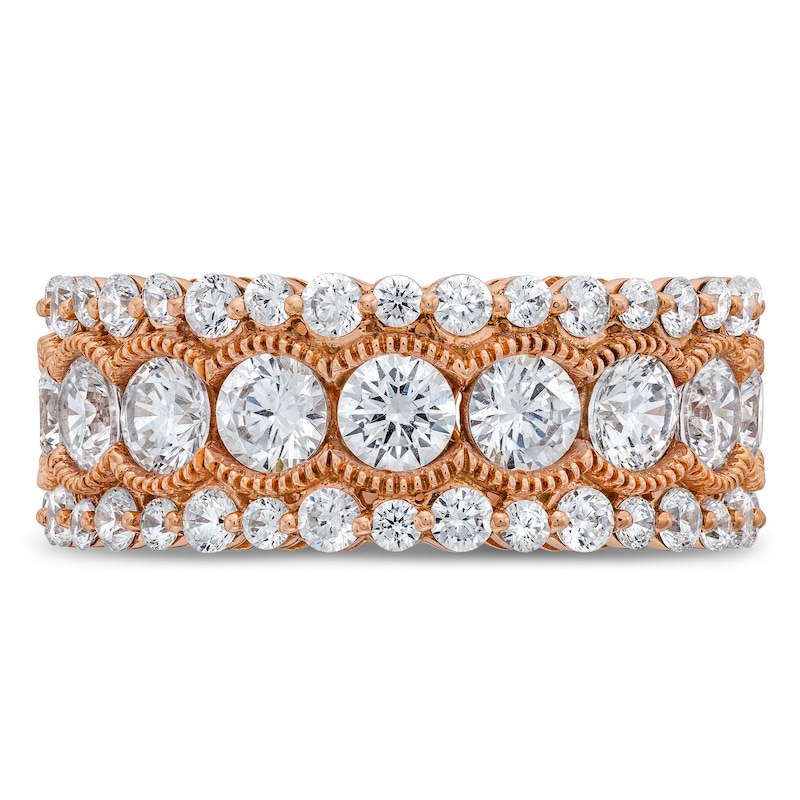 Main Image 4 of 5 CT. T.W. Diamond Scallop Frame Bubble Edge Band in 10K Rose Gold